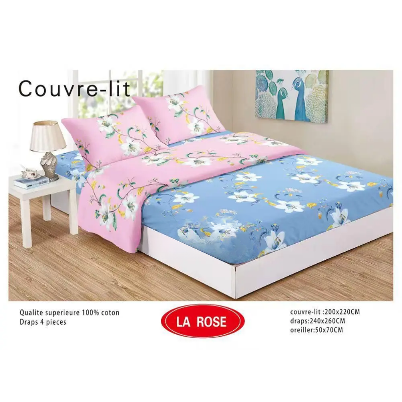 Titre : Promotion 8 Mars : Ensemble Couvre-lit 5 Pièces - 100% Coton