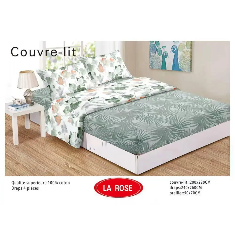 Titre : Promotion 8 Mars : Ensemble Couvre-lit 5 Pièces - 100% Coton