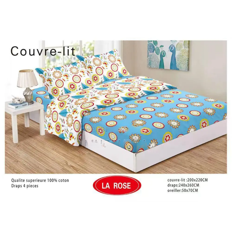 Titre : Promotion 8 Mars : Ensemble Couvre-lit 5 Pièces - 100% Coton