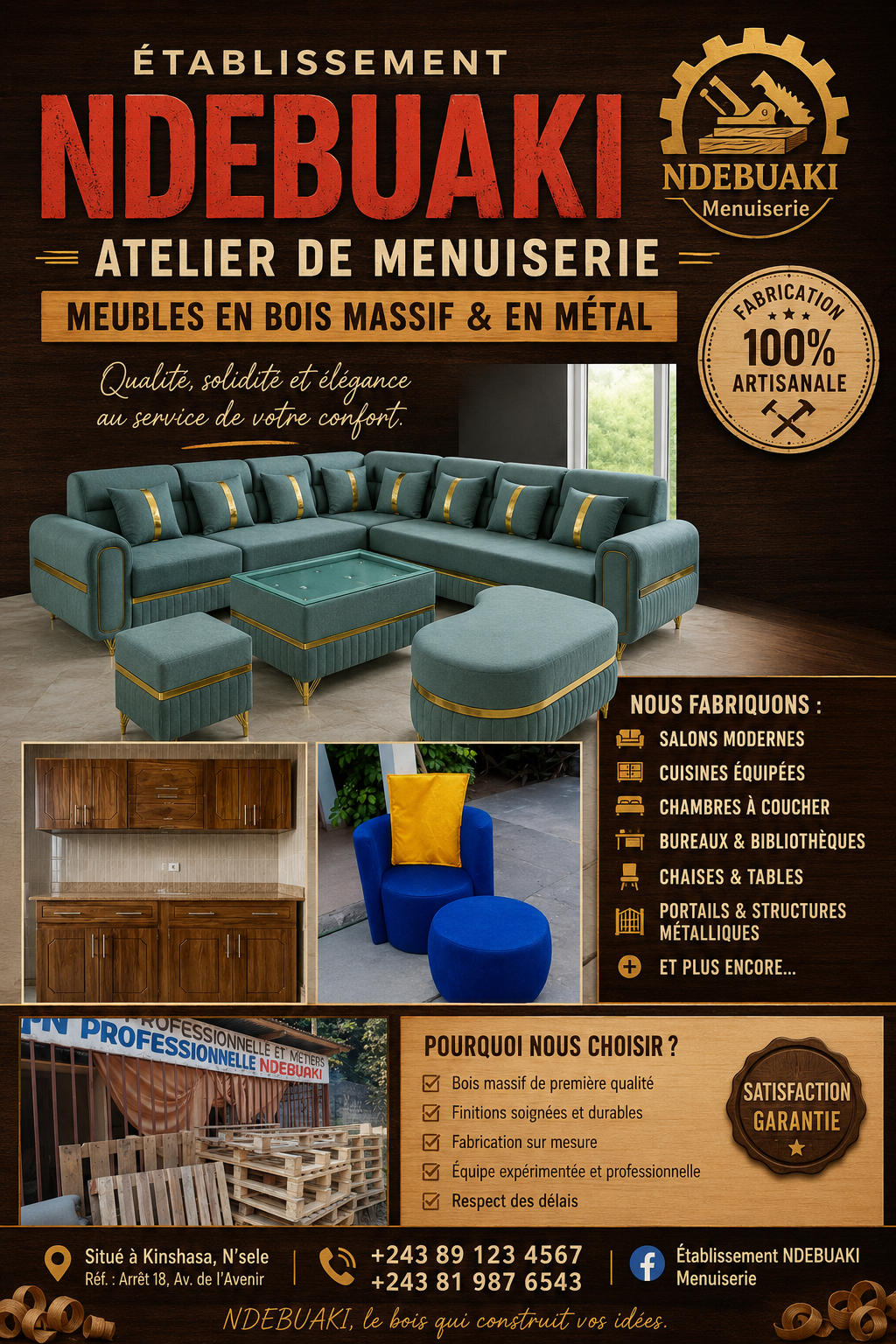 Meubles en bois massif fabrication locale 