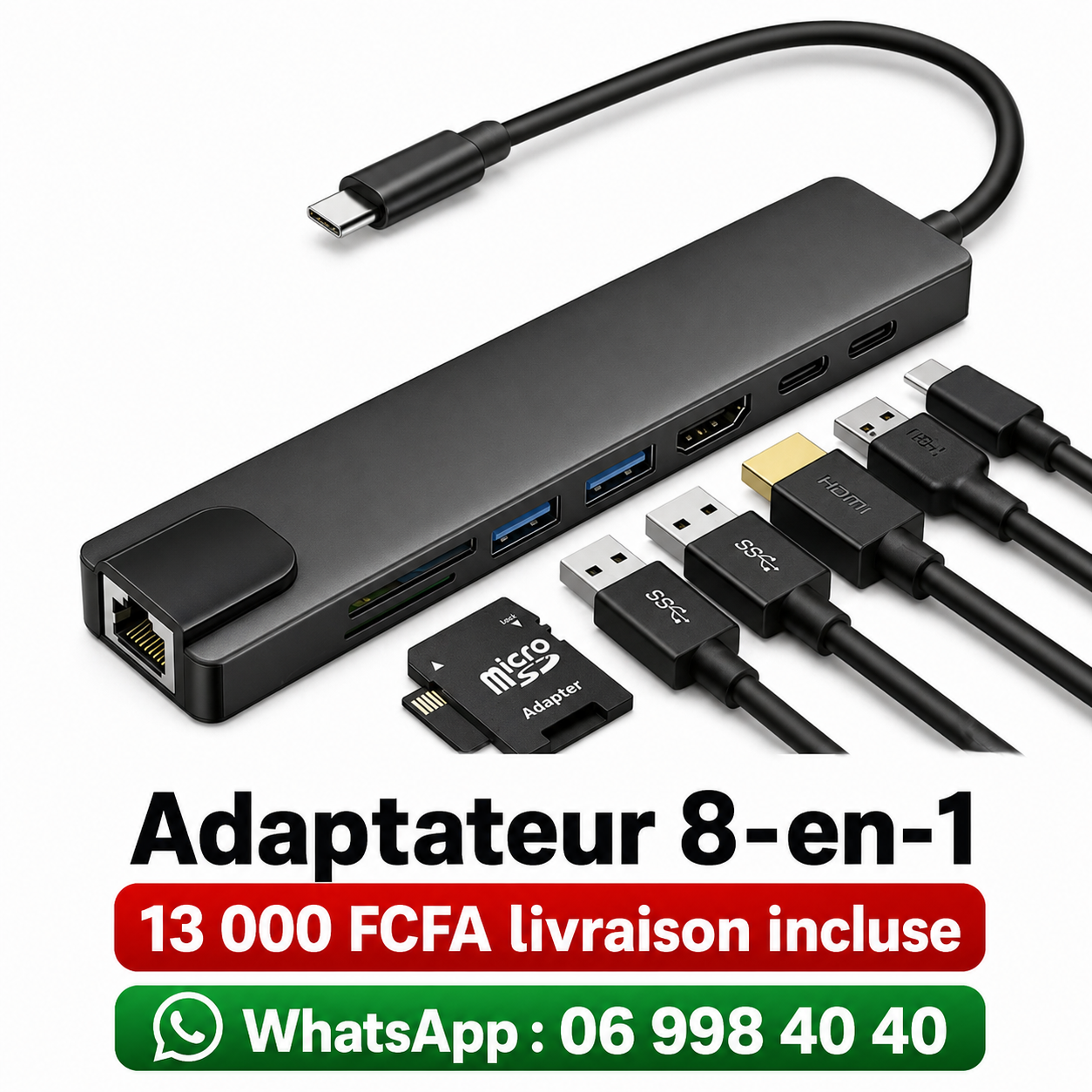 multiprise USB 8 en 1 