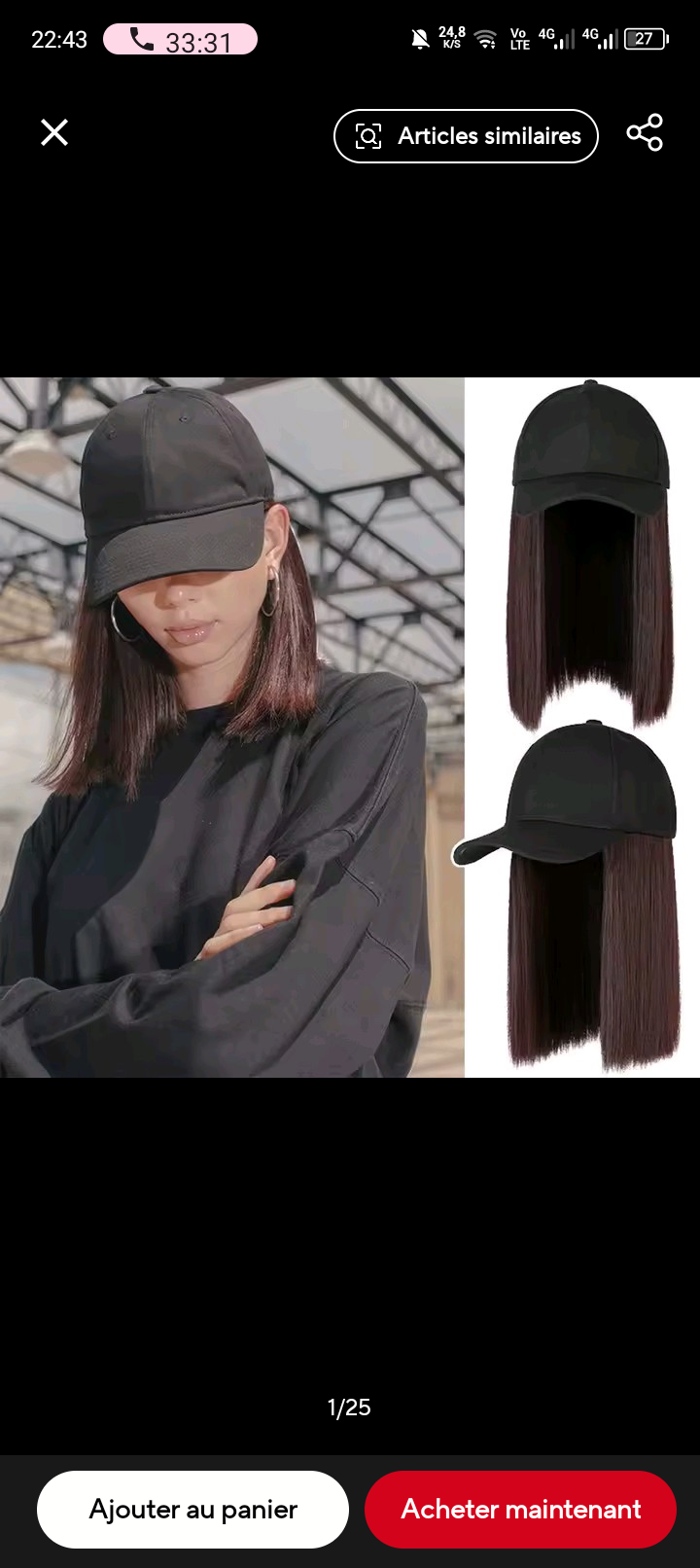 chapeau perruque 