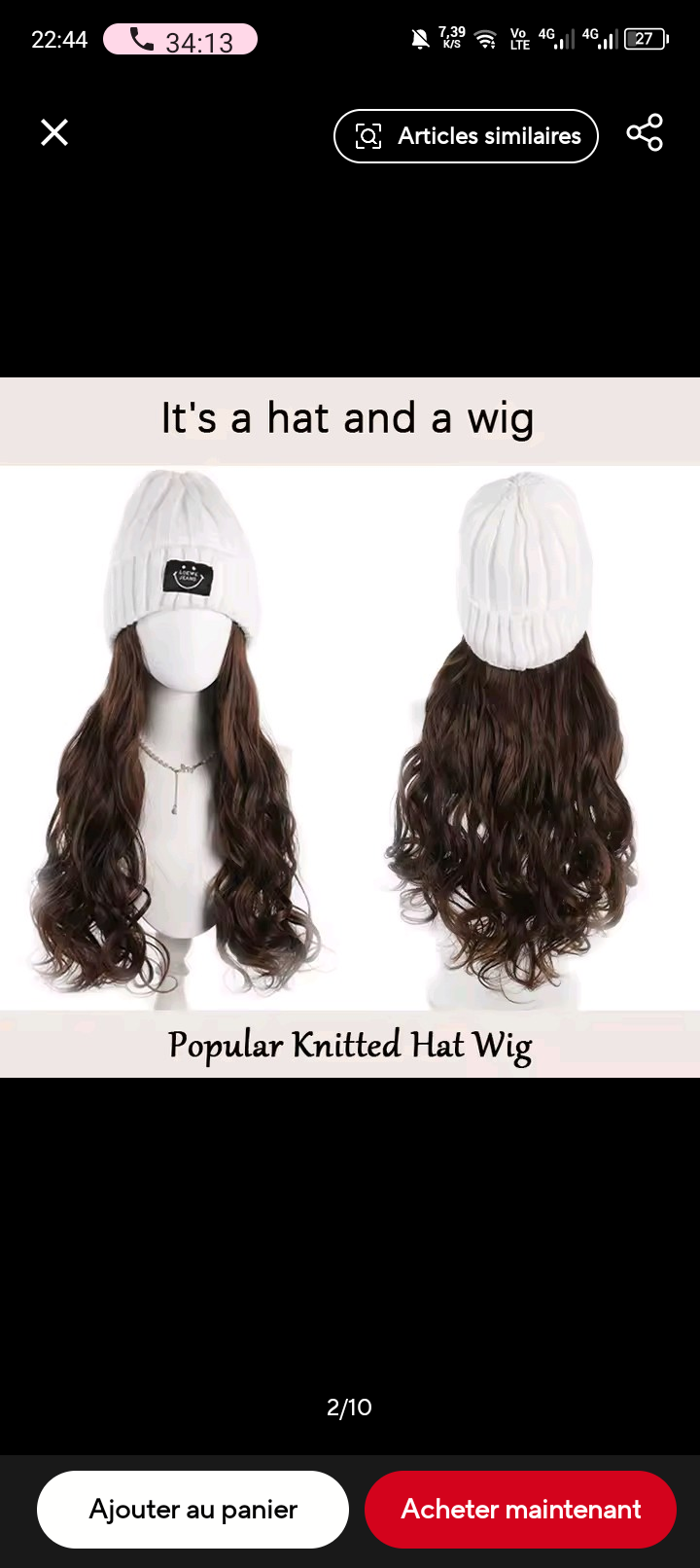chapeau perruque 